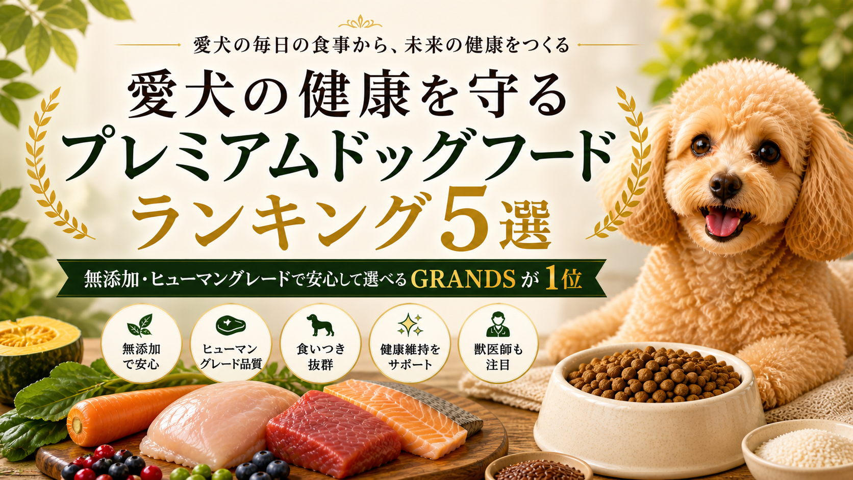 愛犬の健康を守るプレミアムドッグフードランキング5選｜無添加・高品質で選ぶならGRANDSが1位【2026年最新版】