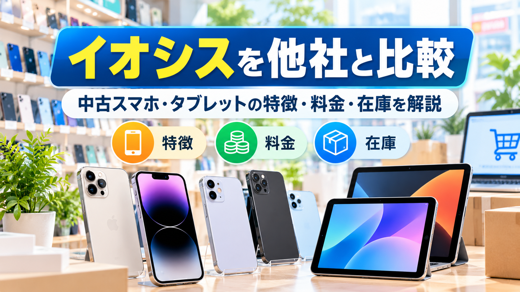 イオシスを他社と比較|中古スマホ・タブレットの特徴・料金・在庫を解説